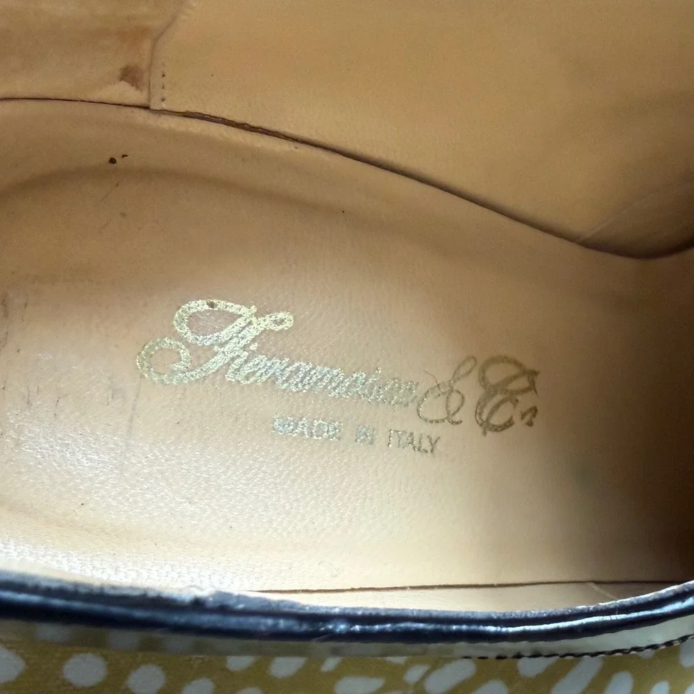 Rare Fieramosca Made In Italy OxfordDerby  M 9N Black White Leather Saddle Shoes